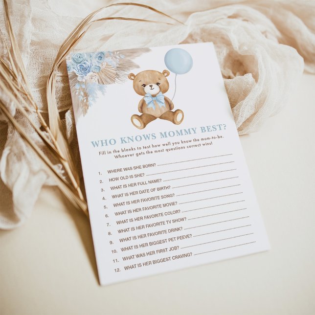 Vem känner till Mamma Best Baby Shower Game Card Inbjudningar (Skapare uppladdad)