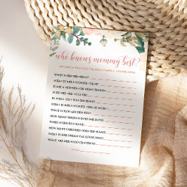 Vem känner till Mamma Best Baby Shower Game Card Inbjudningar