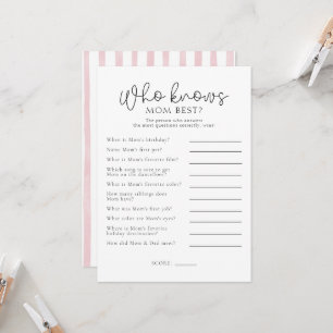 Vem känner till Mamma Best Baby Shower-spelkort Inbjudningar
