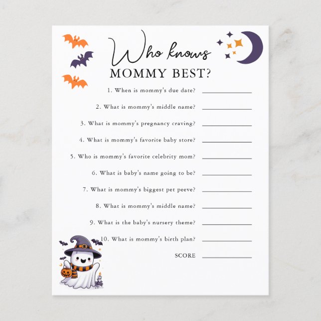 Vem känner till Mamma Best Halloween Baby Shower-s (Framsida)