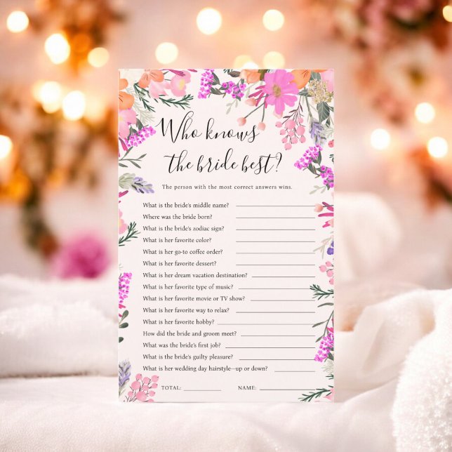 Vem känner till möhippan för bästa blommigt? (Who know the bride best floral bridal shower game)