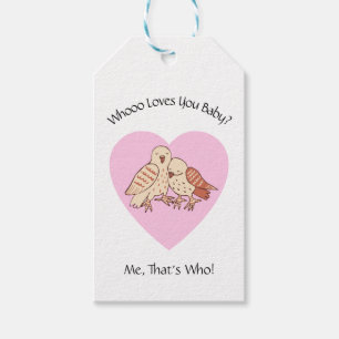 Vem Kärlek du Baby? Cute Uggla Valentine Helgdag Presentetikett