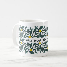 Vem kärlek på grönt blommor i helg? kaffemugg