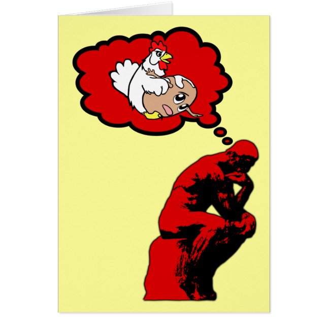 Vem kom först hönan eller ägget hälsningskort (Framsidan)