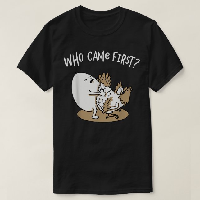 Vem kom första kycklingen eller Ägg Chickens Älska T Shirt (Design framsida)