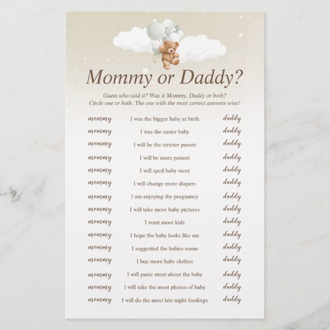 Vem sa att det skulle skicka Nalle babykläder Flygblad (Framsidan)