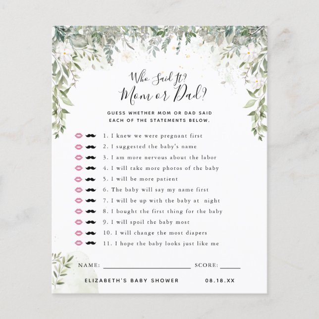 Vem sa det | Baby Shower-lek (Framsida)