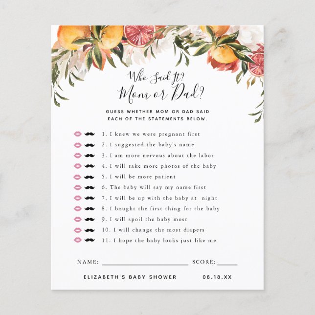 Vem sa det | Baby Shower-lek (Framsida)