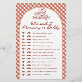 Vem sa det Mamma eller Pappa Baby Q Baby Shower-sp