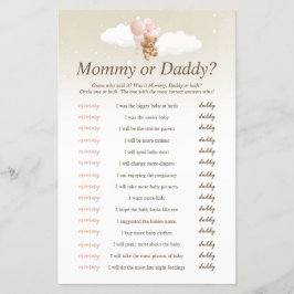 Vem Sa Det Rosa Teddybjörn Bebisduschspel Flygblad