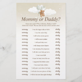 Vem Sa Det Sage Teddy Bear Baby Shower-spel Flygblad