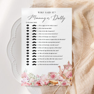 Vem sa Mamma eller pappa Tea Baby Shower Game