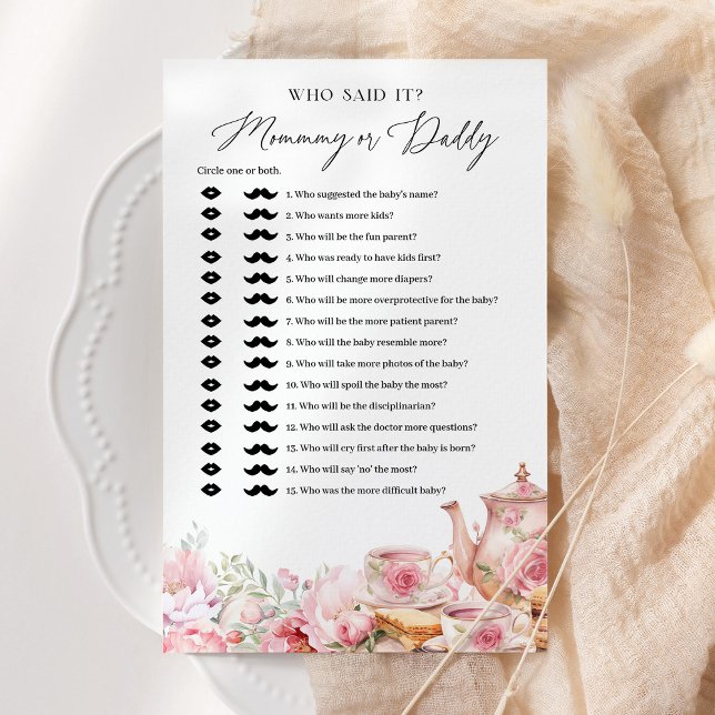 Vem sa Mamma eller pappa Tea Baby Shower Game (Skapare uppladdad)