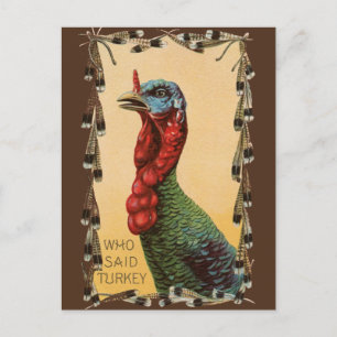 Vem sa Turkiet? Lustigt vykort för Thanksgiving