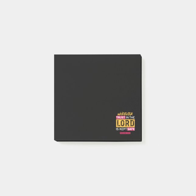 Vem som än litar på Herren är trygg Citat Post-it Block (Framsida)