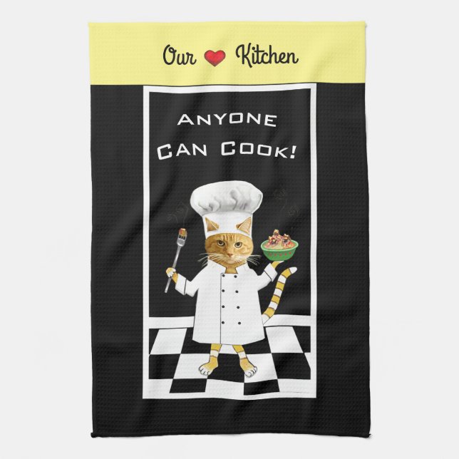 Vem som helst kan koka! Black Kitchen Towel Kökshandduk (Vertikal)