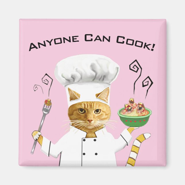 Vem som helst kan koka! Kylskåp (Rosa) Magnet (Framsidan)