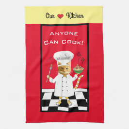 Vem som helst kan koka! Red Kitchen Towel Kökshandduk