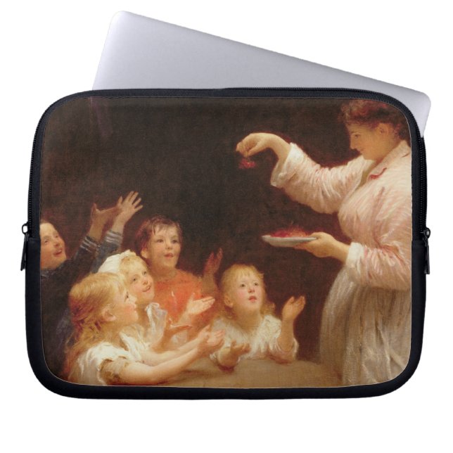 "Vem talar först?", (olja på kanfas) Laptop Sleeve (Framsidan)