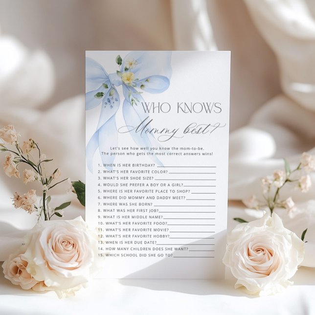 Vem vet mamma bästa Blue Bow-babyduschspel? (Skapare uppladdad)