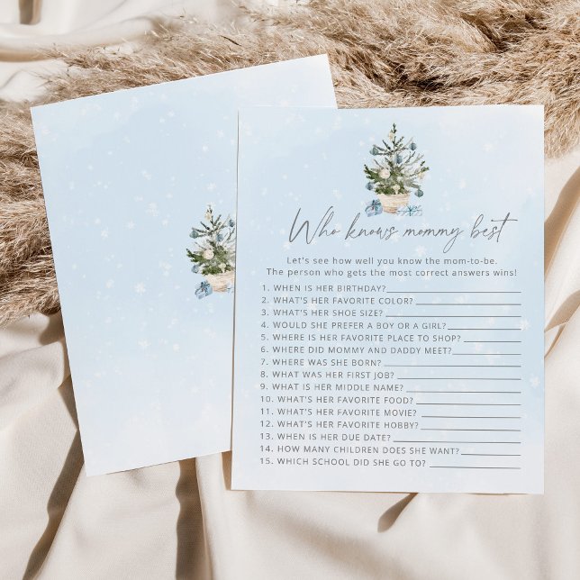 Vem vet mamma bästa Vinter-blått babyduschspel (Skapare uppladdad)