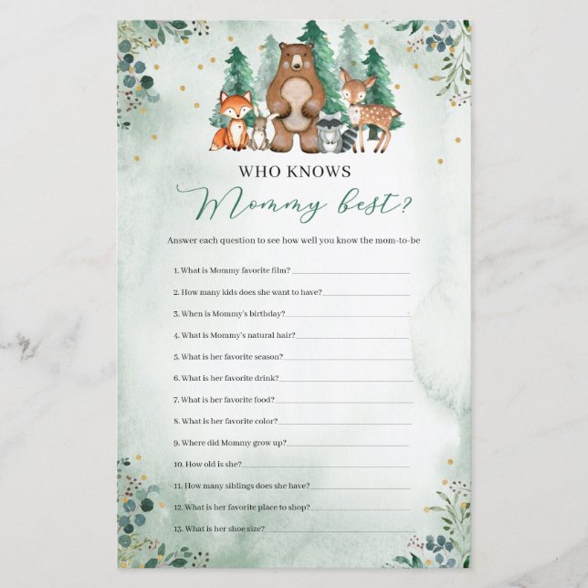 Vem vet mamma best Baby Shower-vildmark (Framsida)