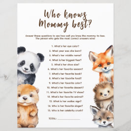 Vem vet Mamma Skogs Djur Baby Shower Spel