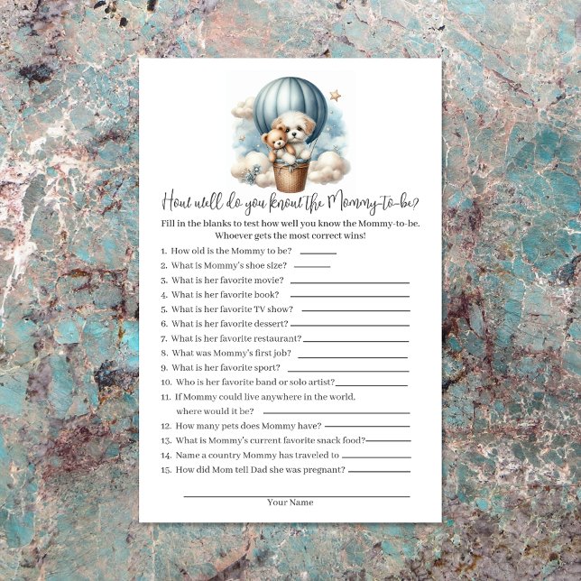 Vem vet mamman bäst Baby Shower Spelkort Brevpapper (Skapare uppladdad)