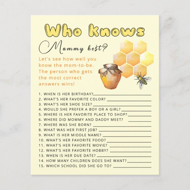 Vem vet mammans bästa babyduschspel. (Framsida)