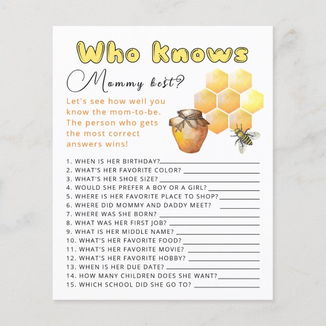 Vem vet mammans bästa babyduschspel. (Framsida)