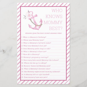 Vem vet mest om Mamma Baby Shower-spel Marin A