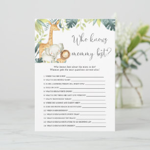 Vem vet mest om mamman baby safari baby shower spe inbjudningar