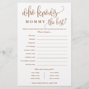 Vem vet mest om mamman, Terra Baby Shower Papperss Flygblad