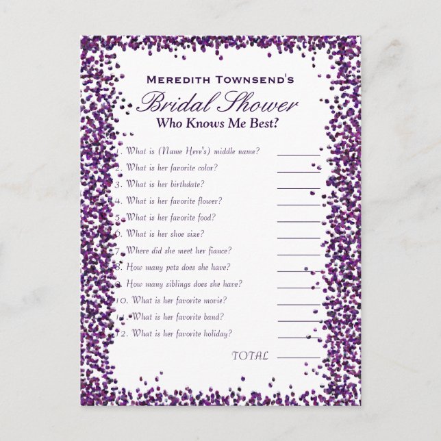 Vem vet om mig? | Lila Confetti Vykort (Framsida)