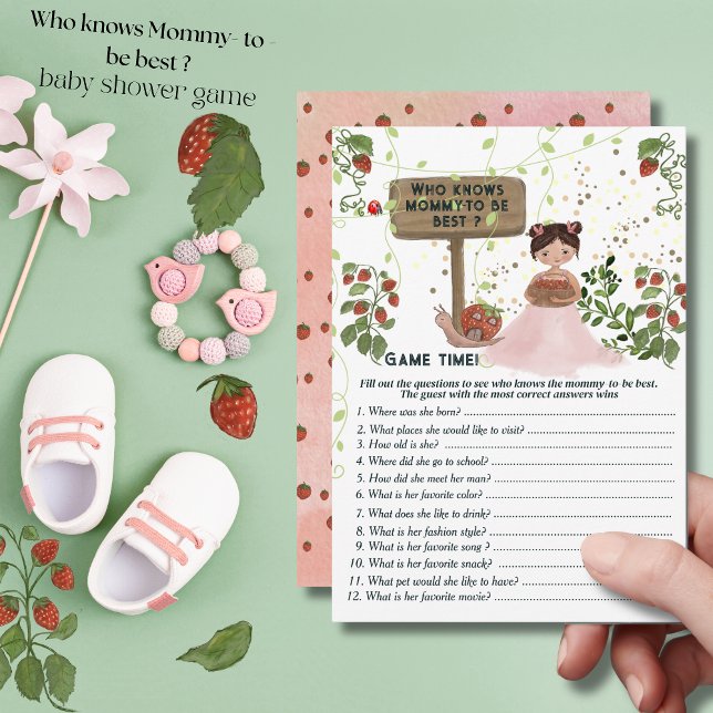 Vem vet vad Mamma-to-be är bäst? Berry Sweet Game Inbjudningar (Who Knows Mommy-to-Be Best_ Berry Sweet Game Invitation )