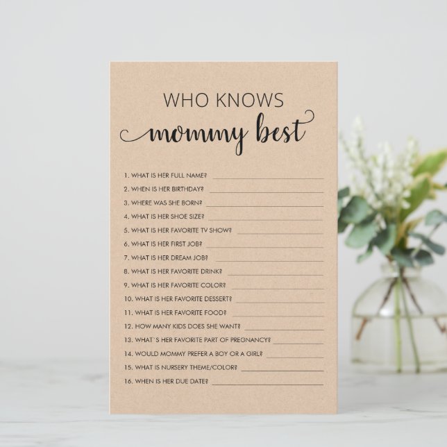 Vem vet vad Mamma vet bäst? Anpassat Baby Shower-s (Stående Fram)