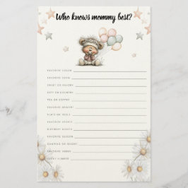 Vem vet vem mamma känner bäst spel Whimsical Teddy Brevpapper
