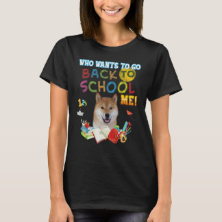 Vem vill åka tillbaka från skolan Shiba Inu Hund S T Shirt