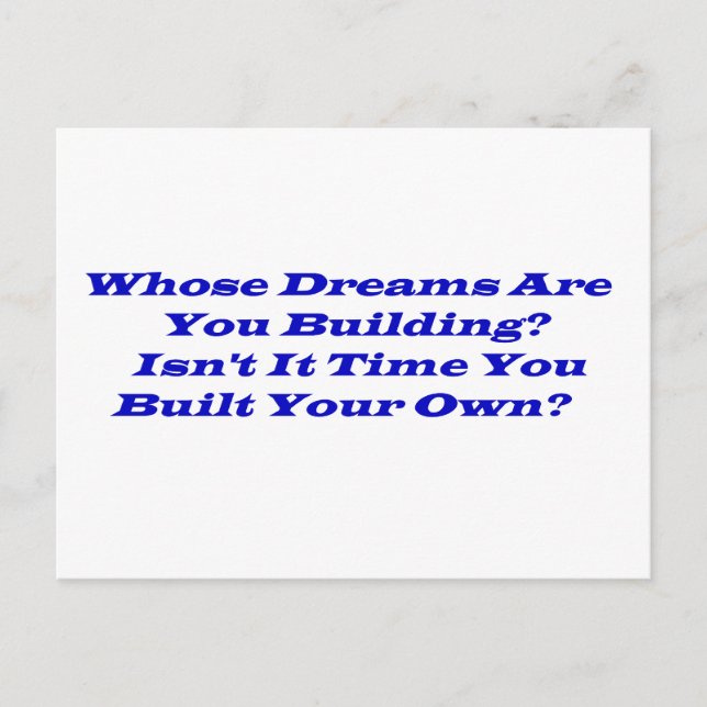 Vems drömmar?  Bokföringskort Vykort (Framsida)