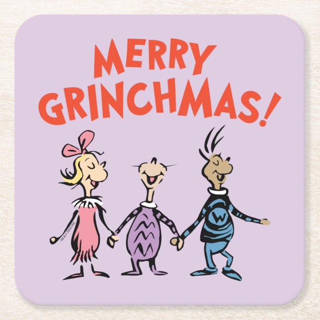 Vems håller hand Glad Grinchjul Underlägg Papper Kvadrat (Framsidan)
