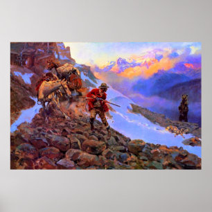 Vems Kött Man mot Grizzly Charles Marion Russell Poster
