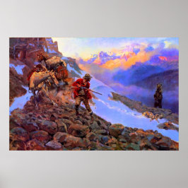 Vems Kött Man mot Grizzly Charles Marion Russell Poster