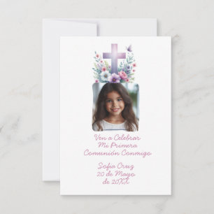 Ven A Celebrar Mi Primera Comunión con Foto Flores Tack Kort