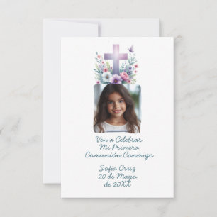 Ven A Celebrar Mi Primera Comunión con Foto Flores Tack Kort