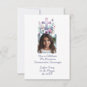 Ven A Celebrar Mi Primera Comunión con Foto Flores Tack Kort