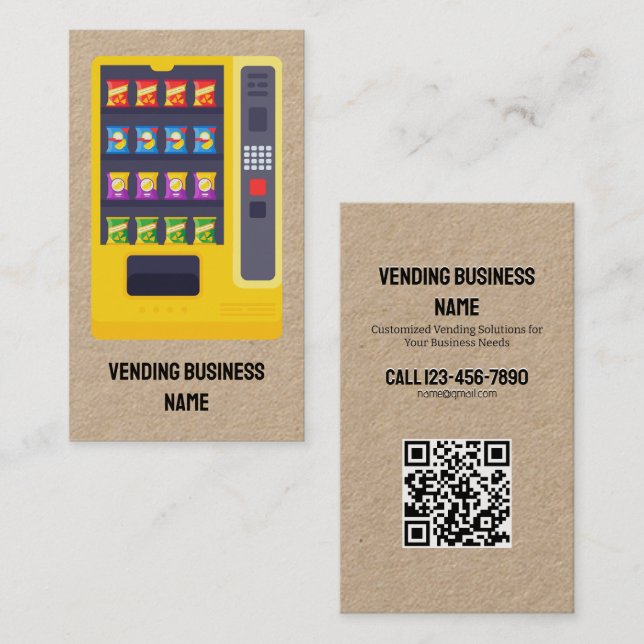 Vending Maskin Anpassningsbar QR Kraft Visitkort (Fram/baksida)