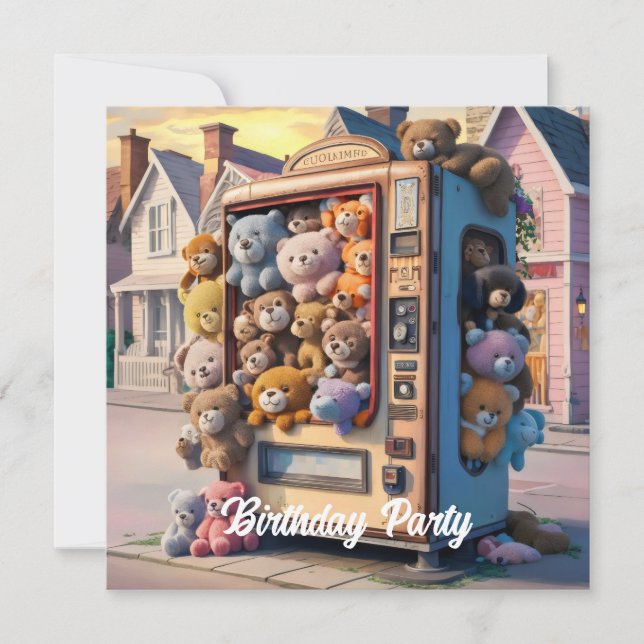 Vending maskin fylld med nallar inbjudningar (Framsida)