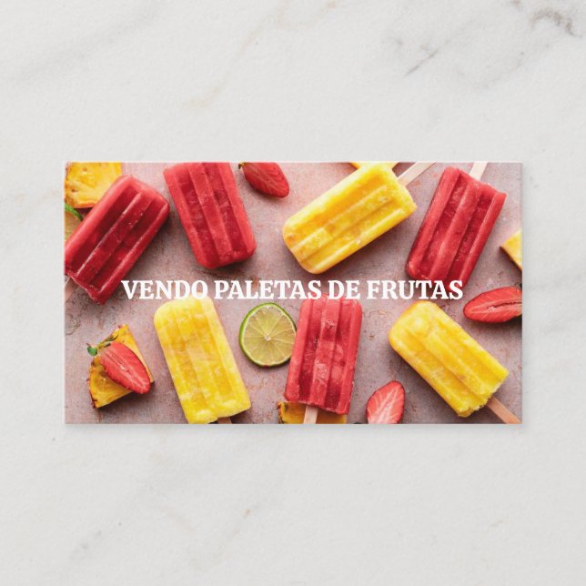 Vendo paletas de frutas visitkort (Framsida)