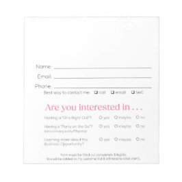 Vendor Lead Slips for Booking & Recruit Pink Zebra Anteckningsblock