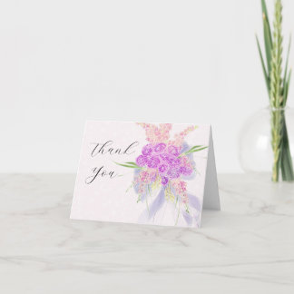 Vendretti Blå Genomskinlig Båg Bouquet på Rosafärg Tack Kort
